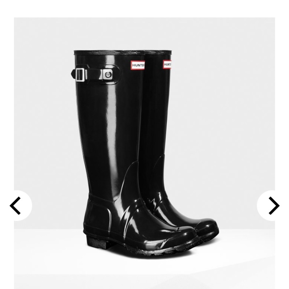 Shiny Black Hunter Rain Boots